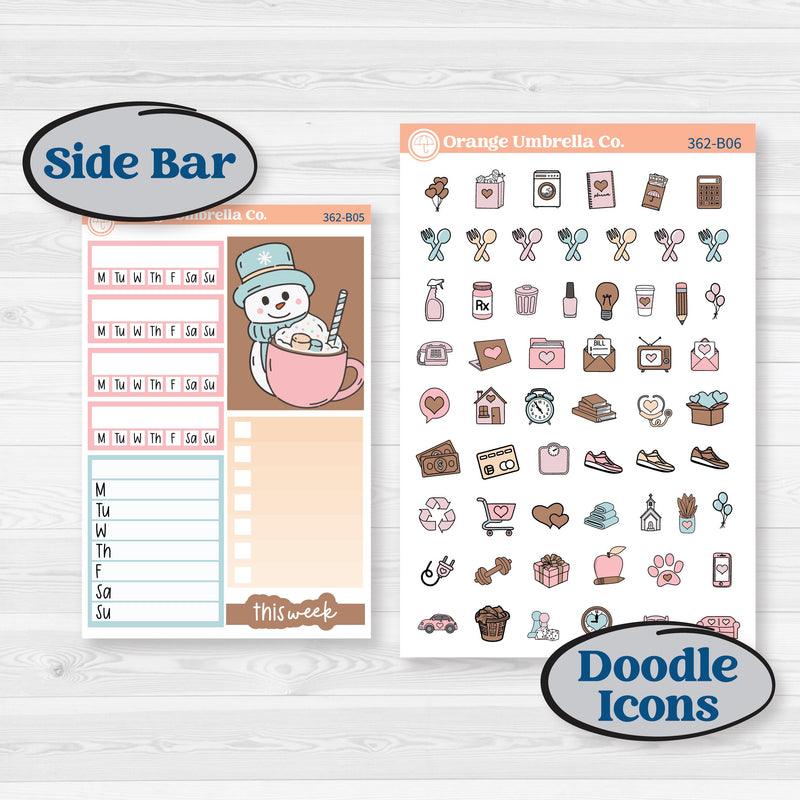 Winter Snowman Kit | Weekly Add-On Planner Kit Stickers | Frosted | KIT-362-B