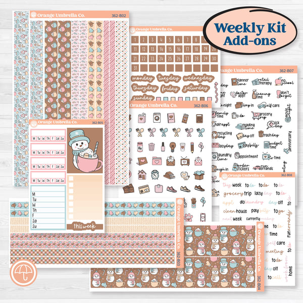 Winter Snowman Kit | Weekly Add-On Planner Kit Stickers | Frosted | KIT-362-B