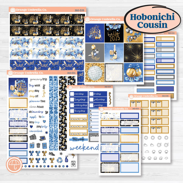 New Year’s Day | Hobonichi Cousin Weekly & Daily Planner Kit Stickers | Pop Fizz Clink | KIT-360-E