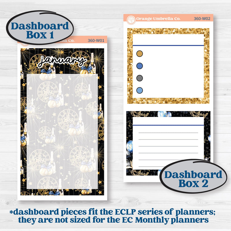 New Year’s Day | 7x9 Erin Condren Life Planner Monthly & Dashboard Planner Kit Stickers | Pop Fizz Clink | KIT-360-W