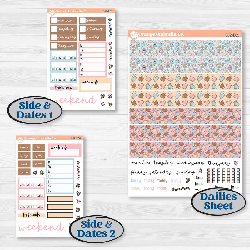 Winter Snowman Kit | Hobonichi Cousin Weekly & Daily Planner Kit Stickers | Frosted | KIT-362-E