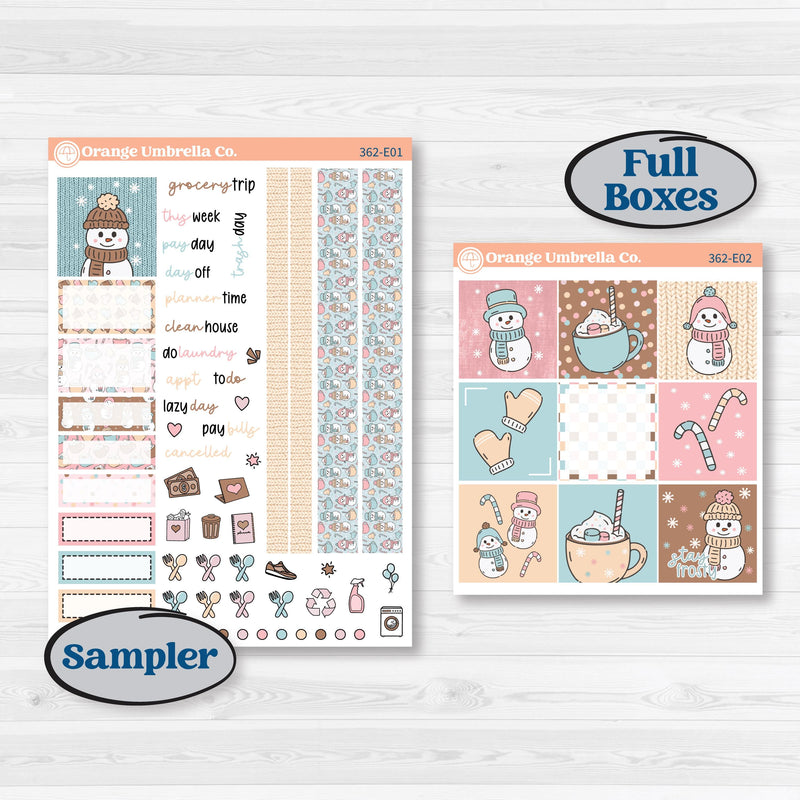 Winter Snowman Kit | Hobonichi Cousin Weekly & Daily Planner Kit Stickers | Frosted | KIT-362-E