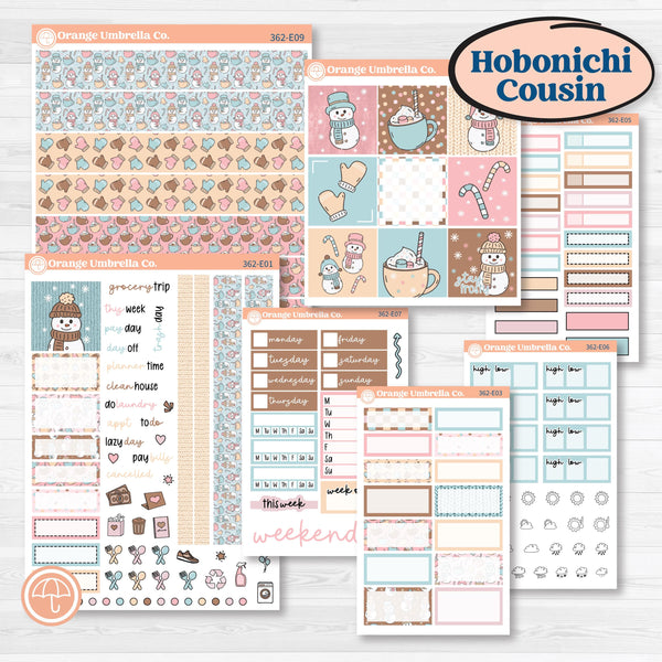 Winter Snowman Kit | Hobonichi Cousin Weekly & Daily Planner Kit Stickers | Frosted | KIT-362-E