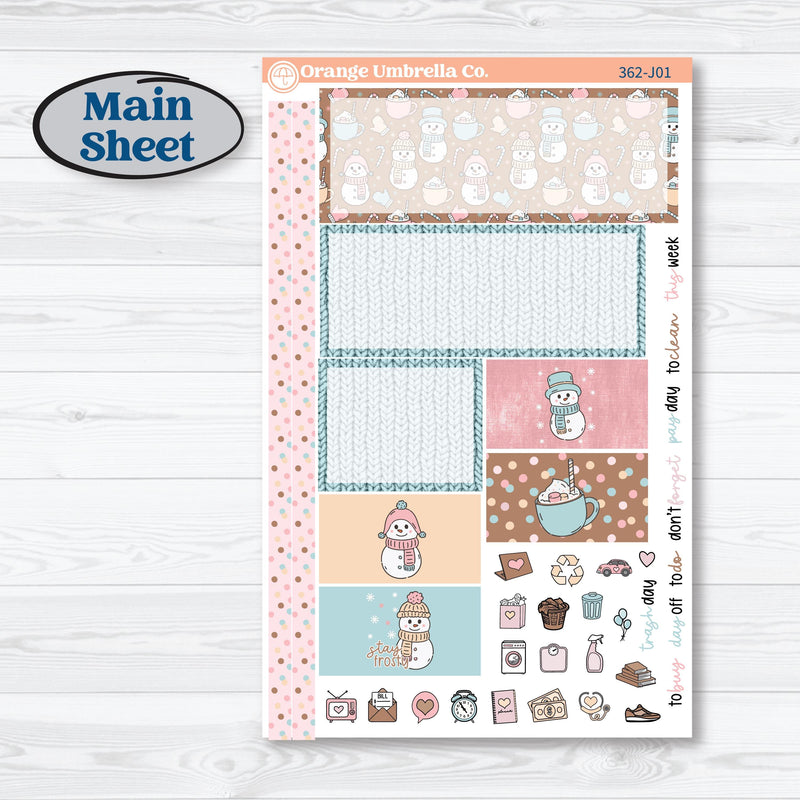 Winter Snowman Kit | Plum Vertical Priorities 7x9 Planner Kit Stickers | Frosted | KIT-362-J