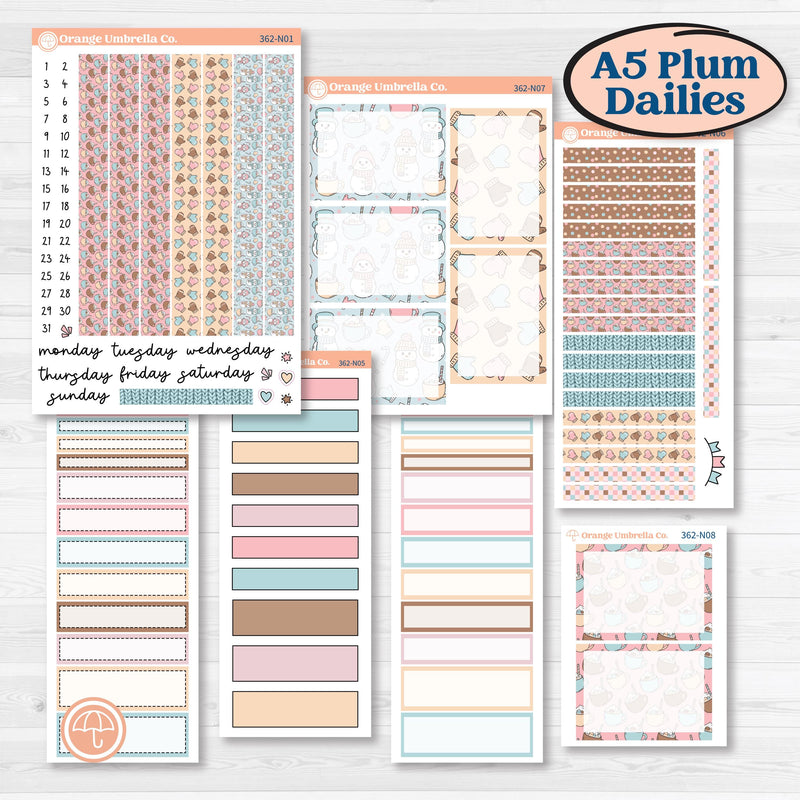 Winter Snowman Kit | A5 Plum Daily Planner Kit Stickers | Frosted | KIT-362-N