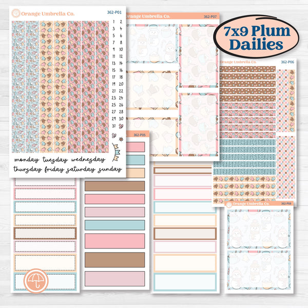 Winter Snowman Kit | 7x9 Plum Daily Planner Kit Stickers | Frosted | KIT-362-P