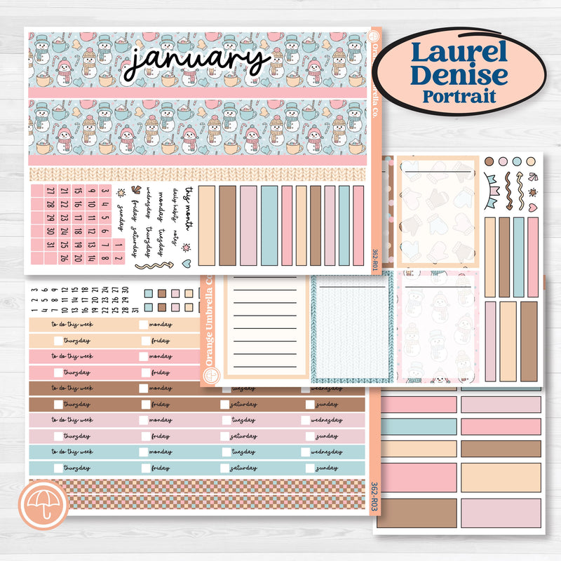 Winter Snowman Kit | Laurel Denise Portrait Planner Kit Stickers | Frosted | KIT-362-R