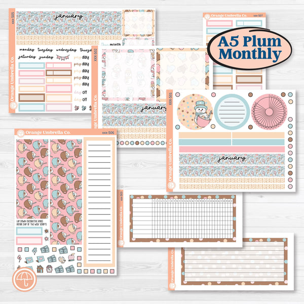 Winter Snowman Kit | A5 Plum Monthly & Dashboard Planner Kit Stickers | Frosted | KIT-362-S