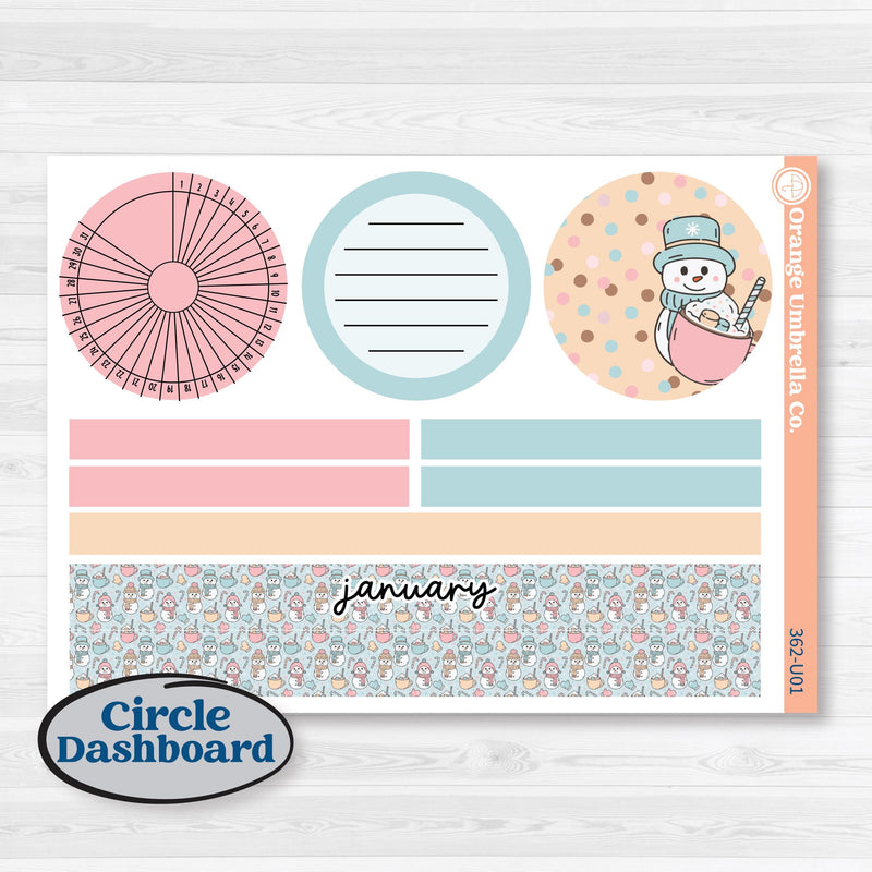 Winter Snowman Kit | 8.5x11 Plum Monthly & Dashboard Planner Kit Stickers | Frosted | KIT-362-U