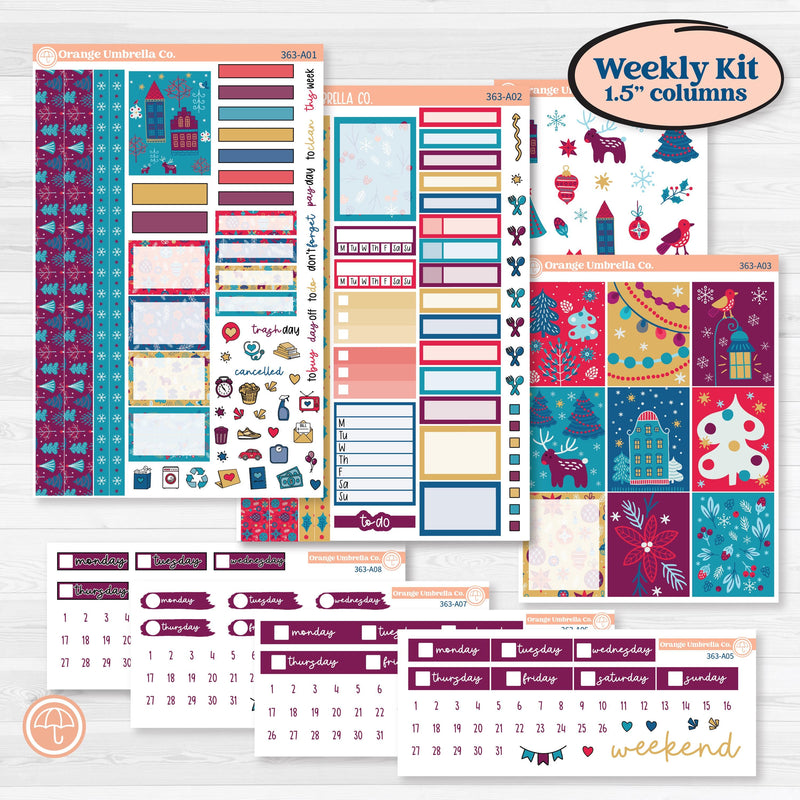 Winter Scene January Kit | Weekly Sticker Kit for Vertical Planners like Erin Condren | Snow Much Fun | KIT-363-A