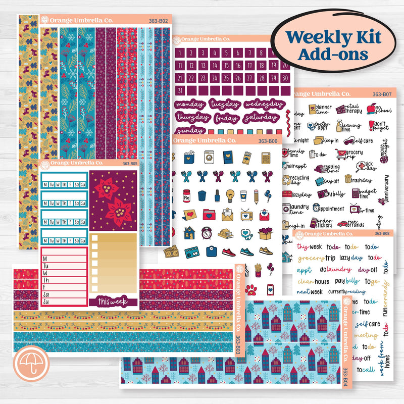 Winter Scene January Kit | Weekly Add-On Planner Kit Stickers | Snow Much Fun | KIT-363-B