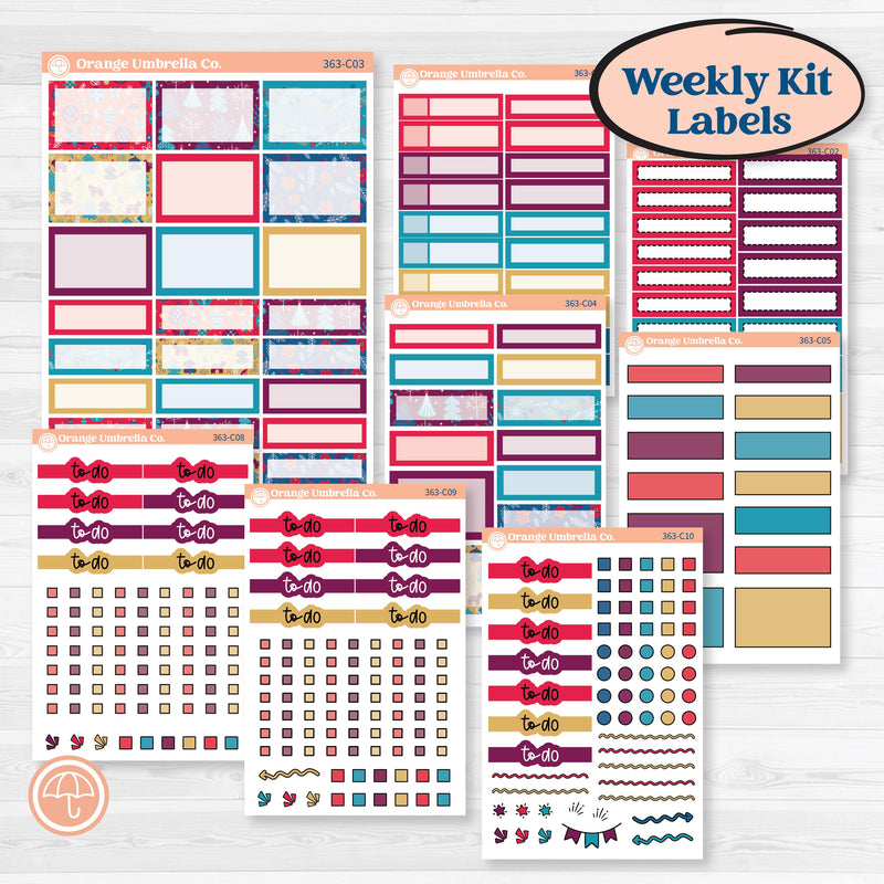 Winter Scene January Kit | Weekly Add-On Labels Planner Kit Stickers | Snow Much Fun | KIT-363-C