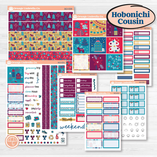 Winter Scene January Kit | Hobonichi Cousin Weekly & Daily Planner Kit Stickers | Snow Much Fun | KIT-363-E