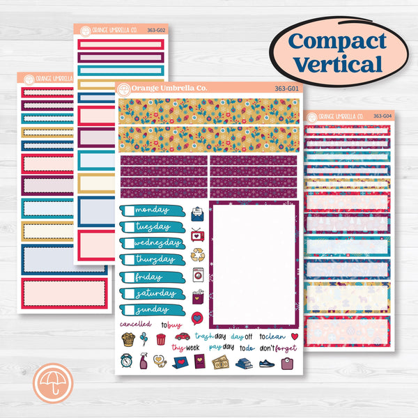 Winter Scene January Kit | A5 Compact Vertical Planner Kit Stickers for Erin Condren | Snow Much Fun | KIT-363-G