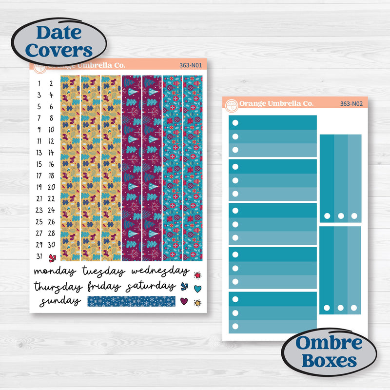 Winter Scene January Kit | A5 Plum Daily Planner Kit Stickers | Snow Much Fun | KIT-363-N