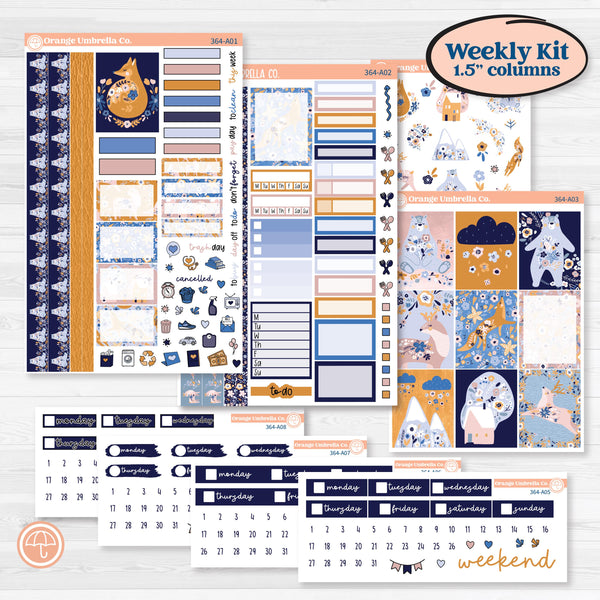 Folk Winter Animals | Weekly Sticker Kit for Vertical Planners like Erin Condren | Snow Globe | KIT-364-A