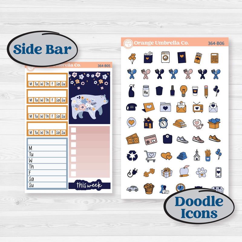 Folk Winter Animals | Weekly Add-On Planner Kit Stickers | Snow Globe | KIT-364-B