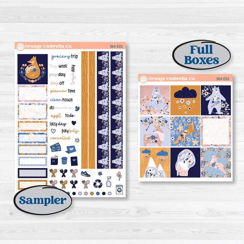 Folk Winter Animals | Hobonichi Cousin Weekly & Daily Planner Kit Stickers | Snow Globe | KIT-364-E