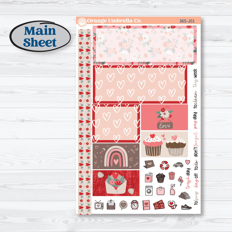 Valentine's Day Kit | Plum Vertical Priorities 7x9 Planner Kit Stickers | Special Delivery | KIT-365-J