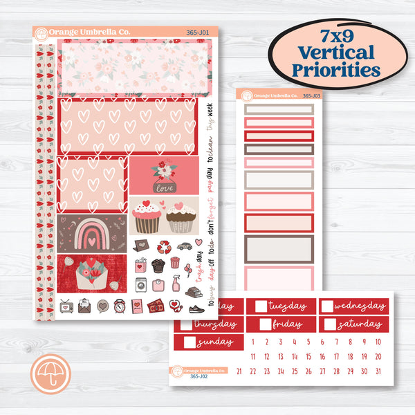 Valentine's Day Kit | Plum Vertical Priorities 7x9 Planner Kit Stickers | Special Delivery | KIT-365-J