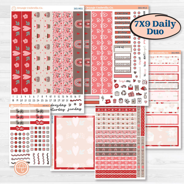 Valentine's Day Kit | 7x9 Erin Condren Daily Duo Planner Kit Stickers | Special Delivery | KIT-365-M