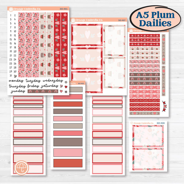 Valentine's Day Kit | A5 Plum Daily Planner Kit Stickers | Special Delivery | KIT-365-N