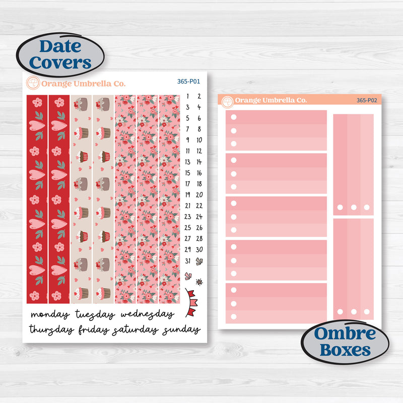 Valentine's Day Kit | 7x9 Plum Daily Planner Kit Stickers | Special Delivery | KIT-365-P