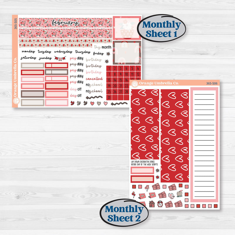 Valentine's Day Kit | A5 Plum Monthly & Dashboard Planner Kit Stickers | Special Delivery | KIT-365-S