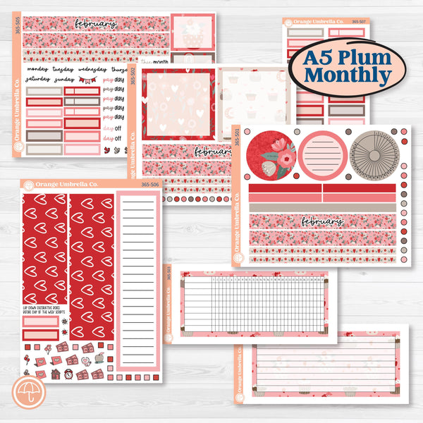 Valentine's Day Kit | A5 Plum Monthly & Dashboard Planner Kit Stickers | Special Delivery | KIT-365-S