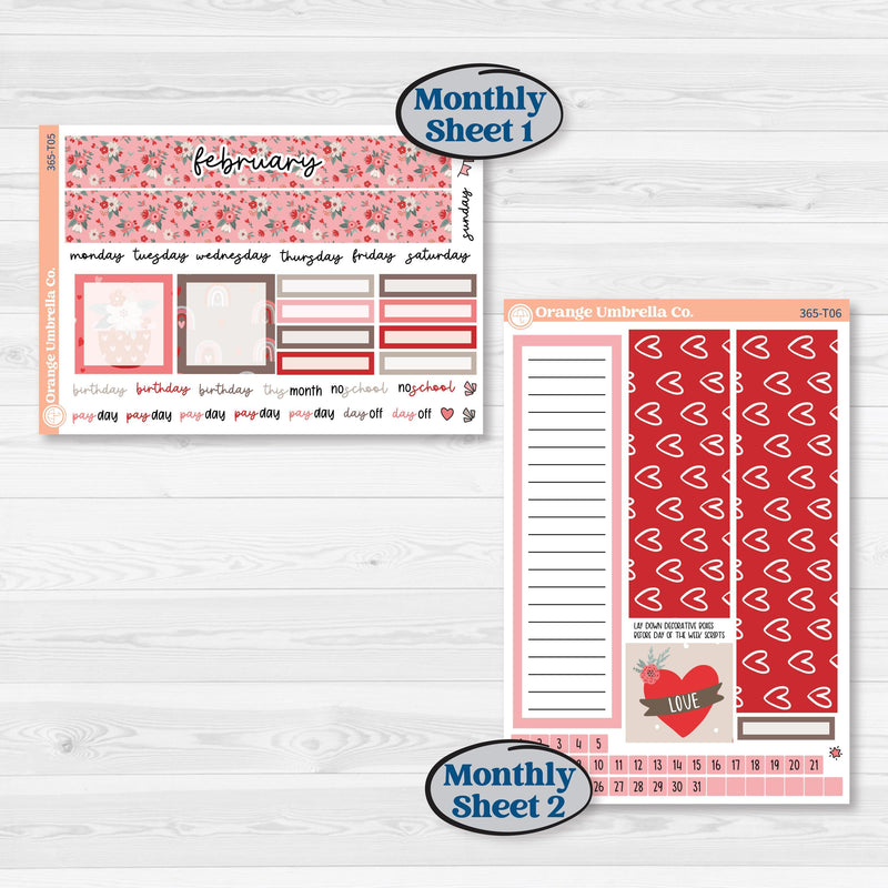 Valentine's Day Kit | 7x9 Plum Monthly & Dashboard Planner Kit Stickers | Special Delivery | KIT-365-T