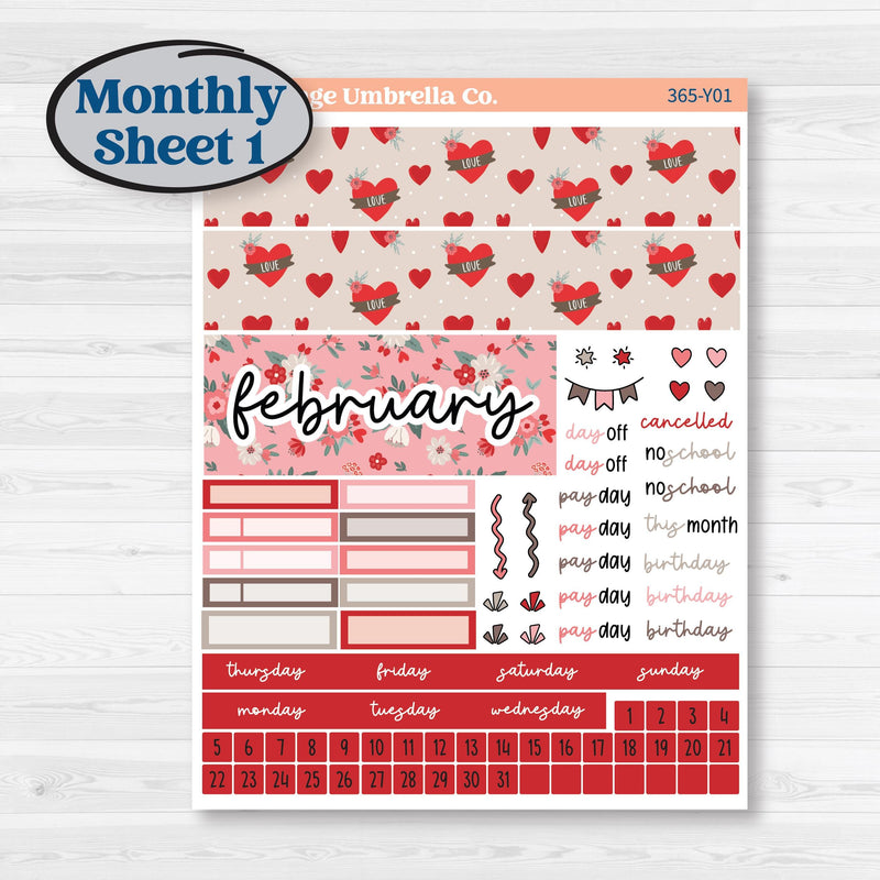 Valentine's Day Kit | Hobonichi Cousin Monthly Planner Kit Stickers | Special Delivery | KIT-365-Y