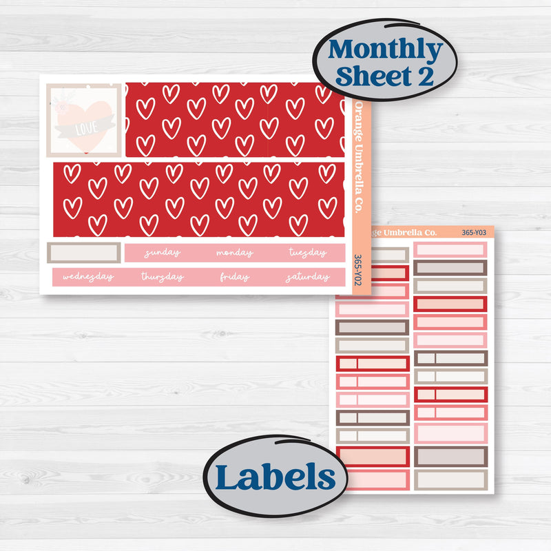 Valentine's Day Kit | Hobonichi Cousin Monthly Planner Kit Stickers | Special Delivery | KIT-365-Y