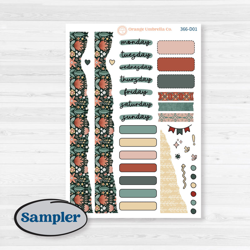 Red Floral Kit | Journaling Kit Planner Stickers | Charming | KIT-366-D