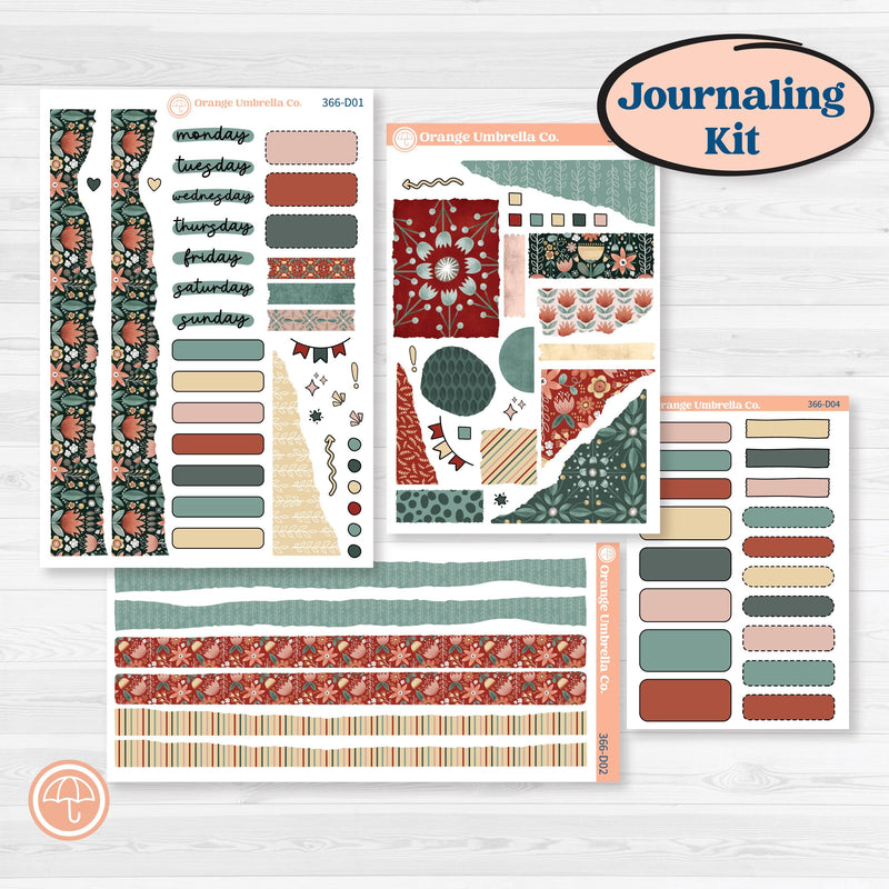 Red Floral Kit | Journaling Kit Planner Stickers | Charming | KIT-366-D