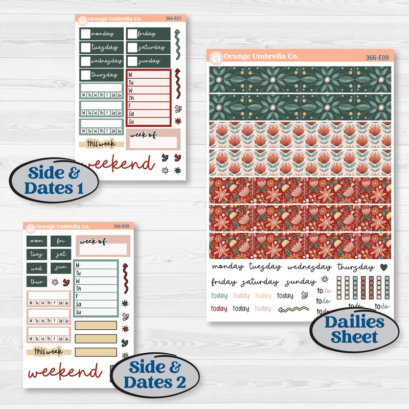 Red Floral Kit | Hobonichi Cousin Weekly & Daily Planner Kit Stickers | Charming | KIT-366-E