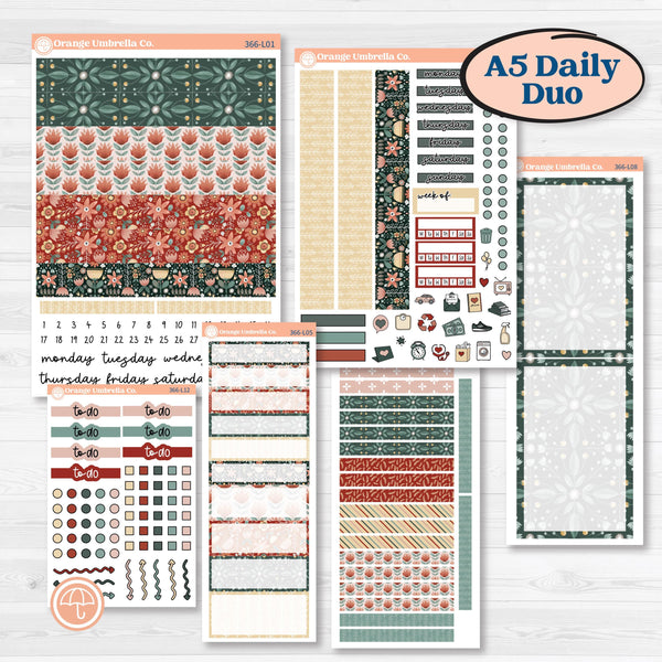 Red Floral Kit | A5 Daily Duo Planner Kit Stickers | Charming | KIT-366-L