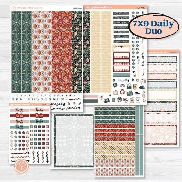 Red Floral Kit | 7x9 Erin Condren Daily Duo Planner Kit Stickers | Charming | KIT-366-M