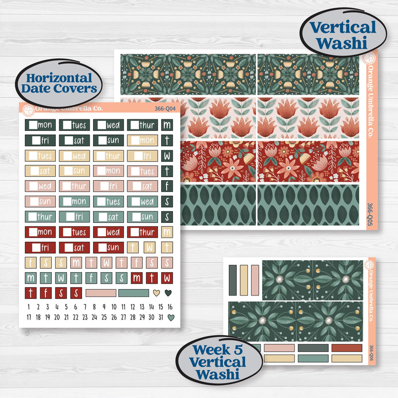 Red Floral Kit | Laurel Denise Standard Vertical & Horizontal Planner Kit Stickers | Charming | KIT-366-Q