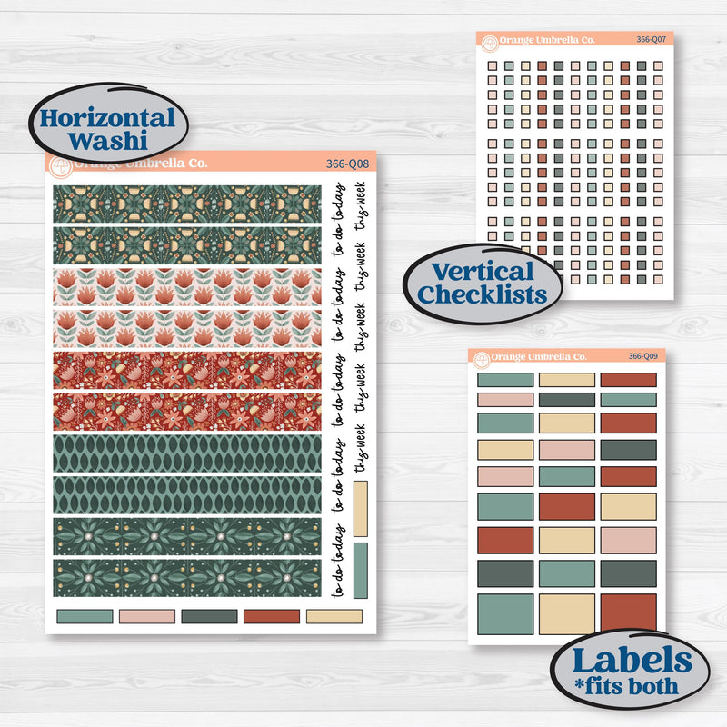 Red Floral Kit | Laurel Denise Standard Vertical & Horizontal Planner Kit Stickers | Charming | KIT-366-Q