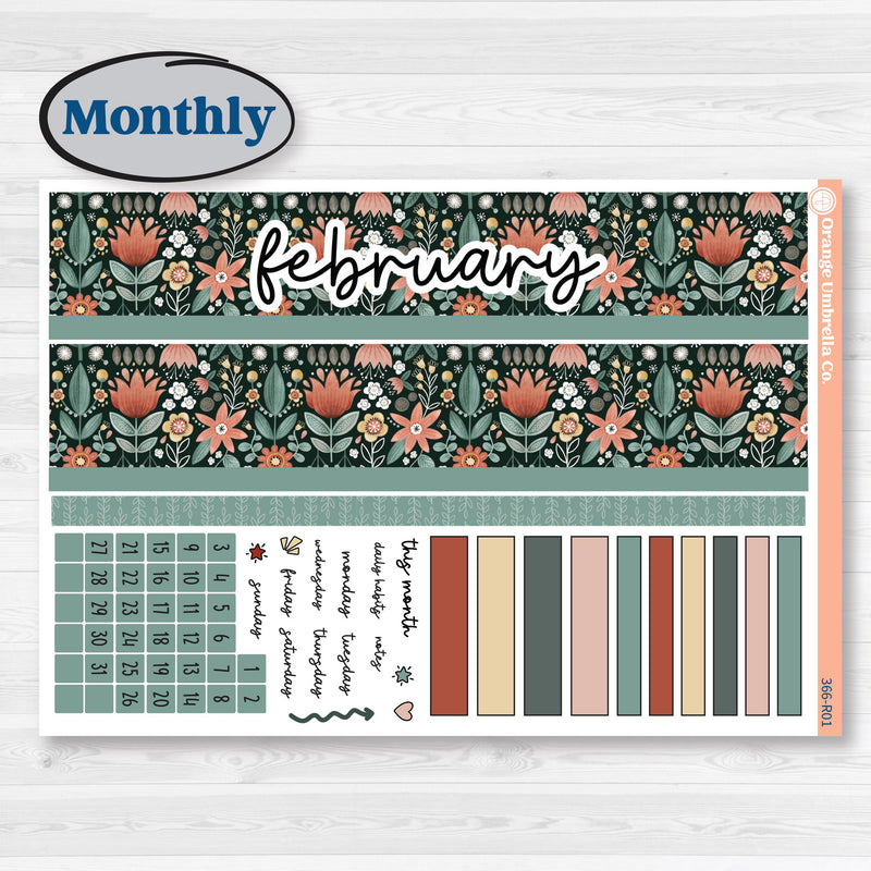 Red Floral Kit | Laurel Denise Portrait Planner Kit Stickers | Charming | KIT-366-R