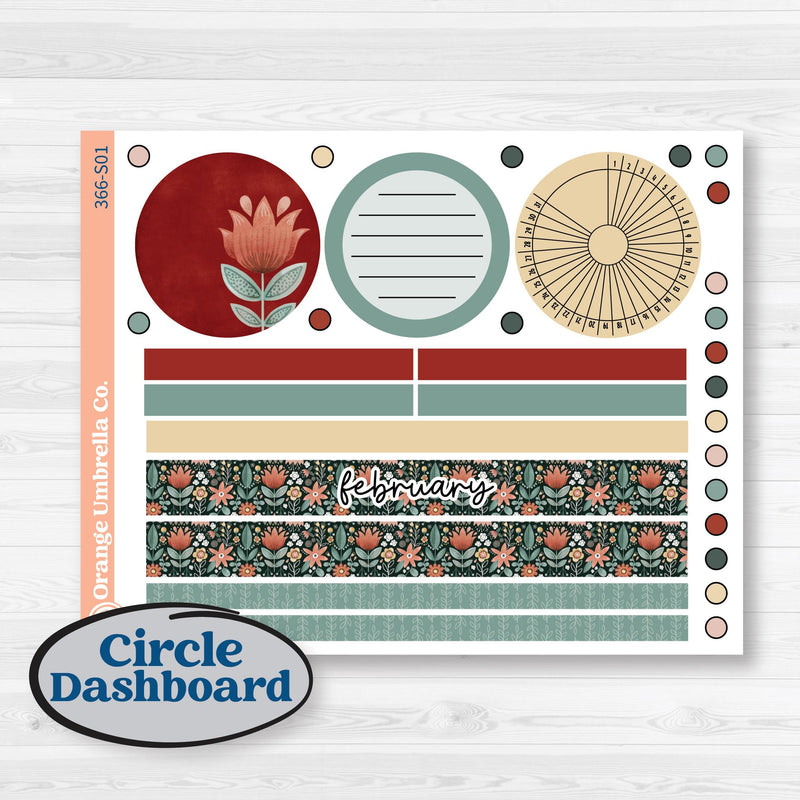 Red Floral Kit | A5 Plum Monthly & Dashboard Planner Kit Stickers | Charming | KIT-366-S