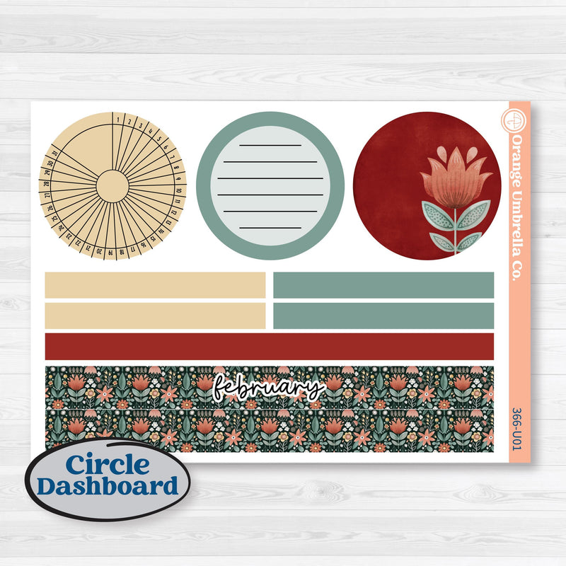 Red Floral Kit | 8.5x11 Plum Monthly & Dashboard Planner Kit Stickers | Charming | KIT-366-U