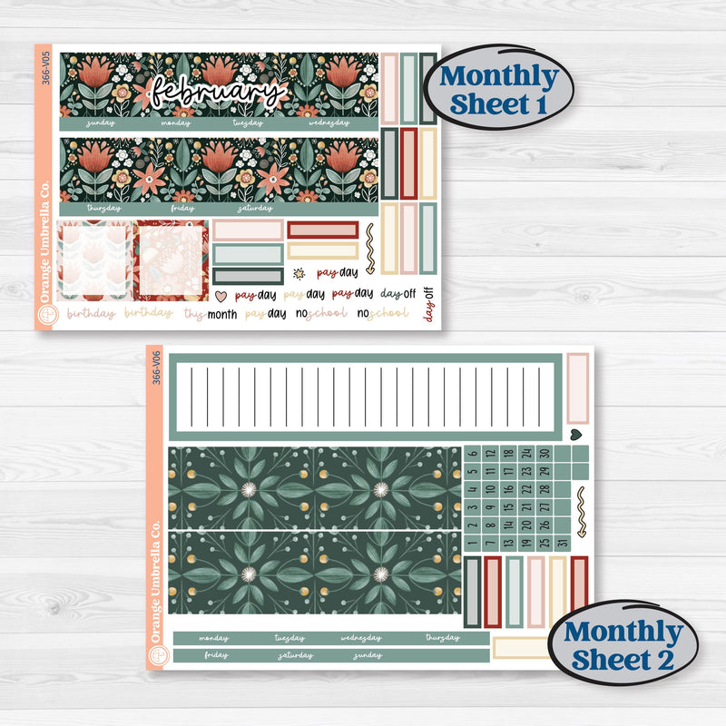 Red Floral Kit | A5 Erin Condren Monthly & Dashboard Planner Kit Stickers | Charming | KIT-366-V