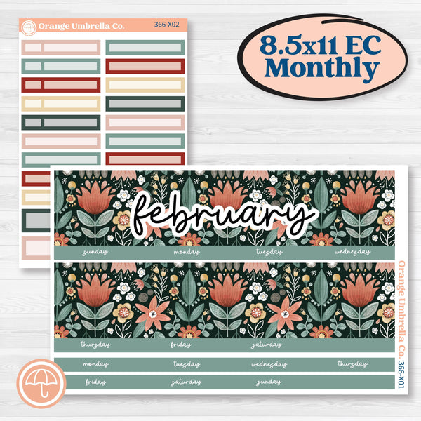 Red Floral Kit | 8.5 x 11 Erin Condren Monthly Planner Kit Stickers | Charming | KIT-366-X