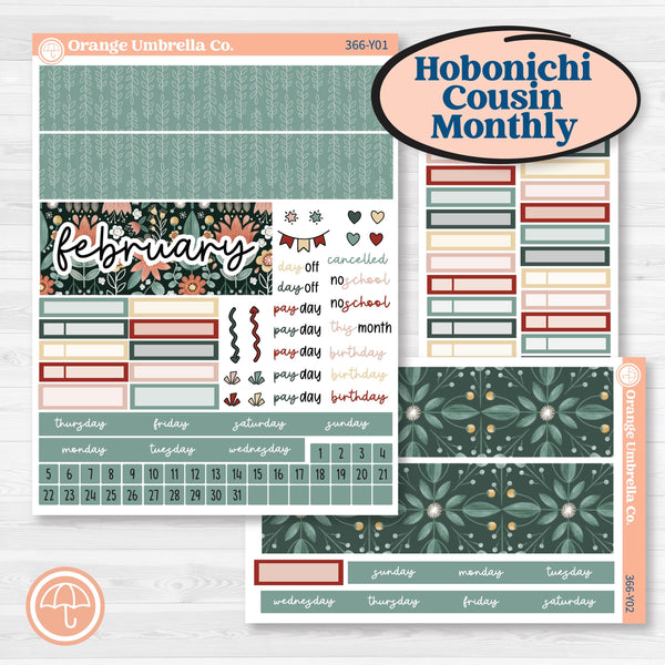 Red Floral Kit | Hobonichi Cousin Monthly Planner Kit Stickers | Charming | KIT-366-Y