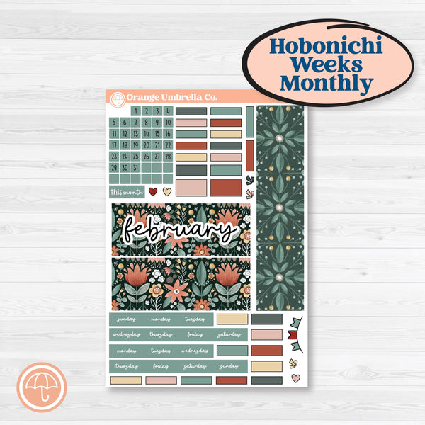 Red Floral Kit | Hobonichi Weeks Monthly Planner Kit Stickers | Charming | KIT-366-Z