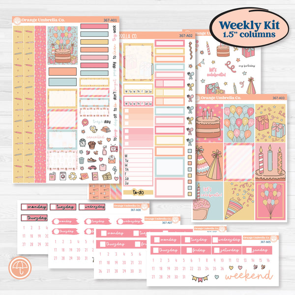 Birthday Planner Kit | Weekly Sticker Kit for Vertical Planners like Erin Condren | Give Them Cake | KIT-367-A