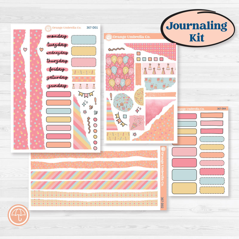 Birthday Planner Kit | Journaling Kit Planner Stickers | Give Them Cake | KIT-367-D