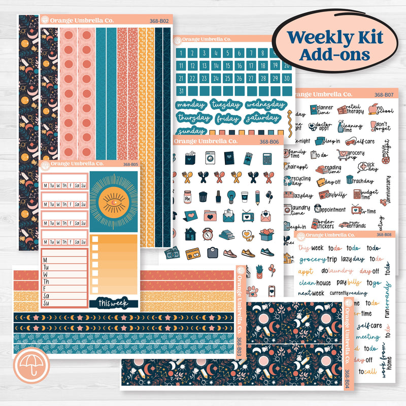 Celestial Star & Moon | Weekly Add-On Planner Kit Stickers | Daydream | KIT-368-B