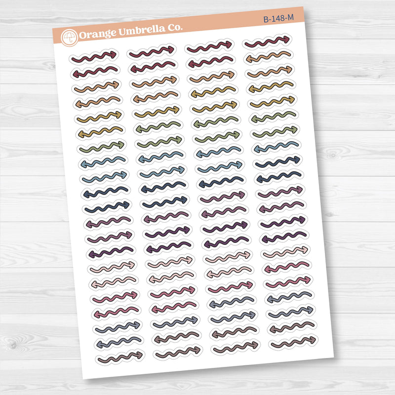 2025 Kit Pieces; Squiggle Arrows Planner Stickers | B-148